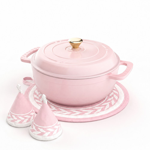 Pink round pot cast iron - 5,